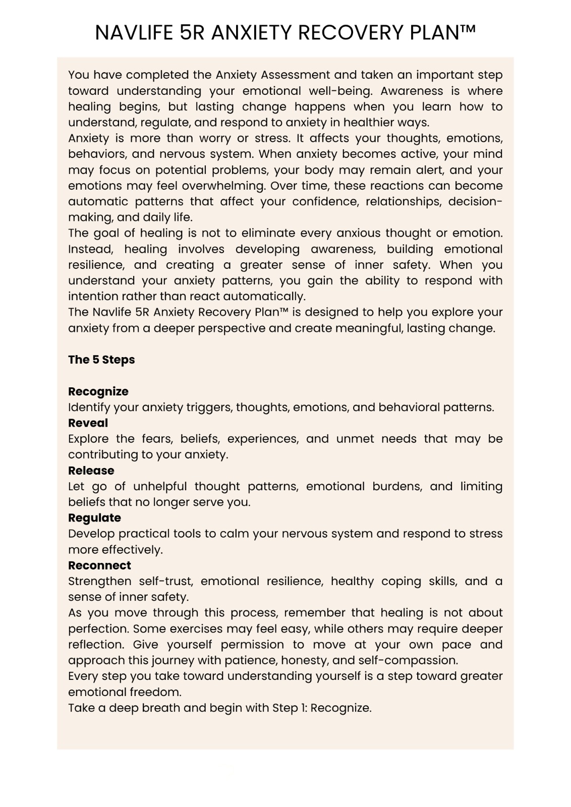 Anxiety Assessment Workbook – NavLife Retreat